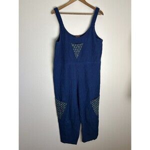 Indigo Sleeveless Jumpsuit with Geometric Details